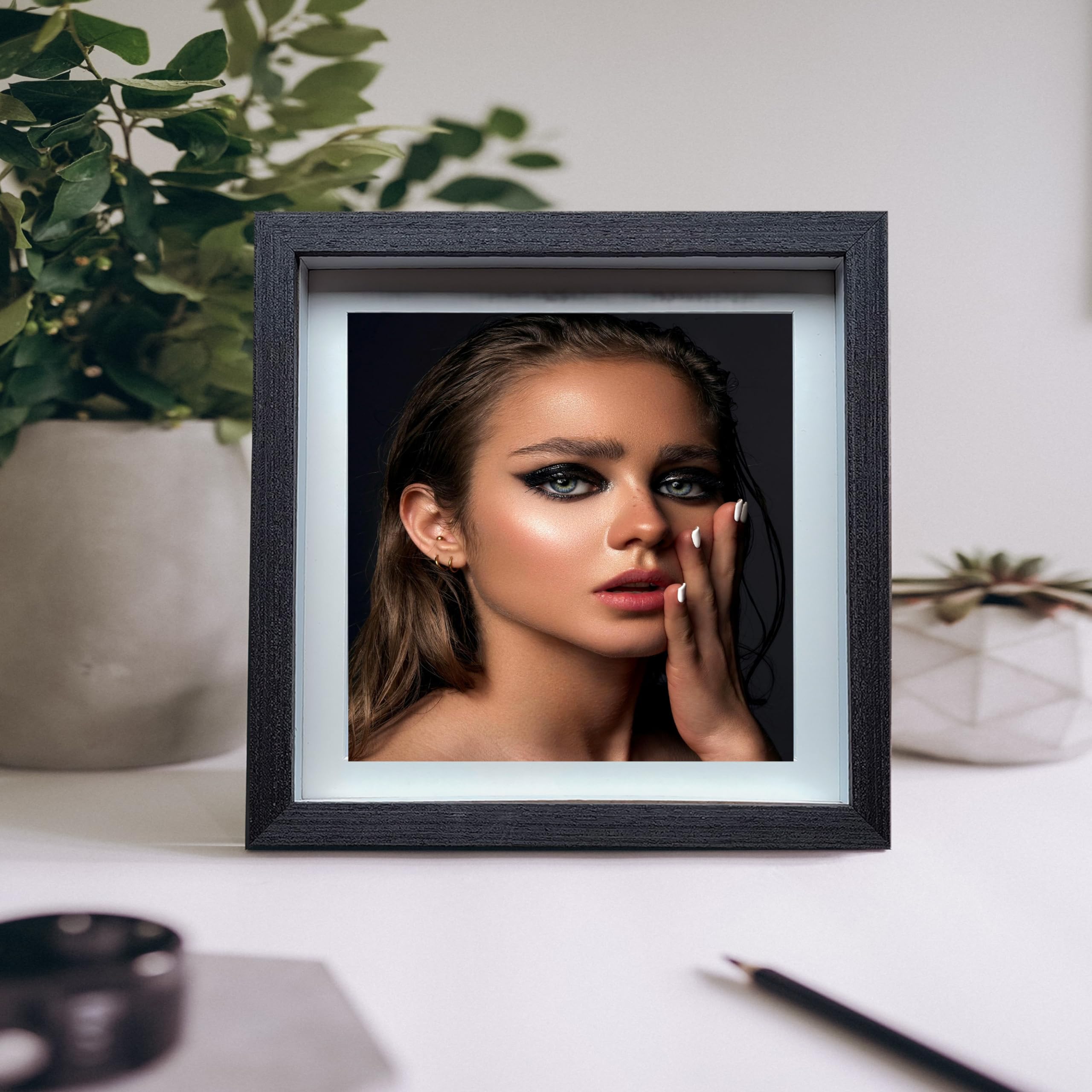 Dohomi 8x8 Shadow Box Frame Black Shadow Box Display Case 3 Pack Wooden Picture Frame Glass Surface Internal Depth 0.6 inch for